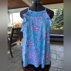 Lilly Pulitzer Billie Tank Top XS Blue Ibiza Now You Sea Me Resort Wear NWT